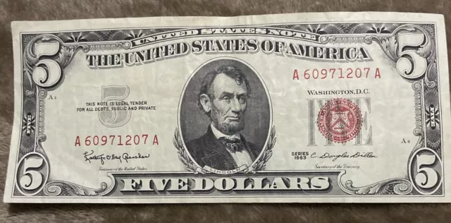 red seal 5 dollar bill fancy