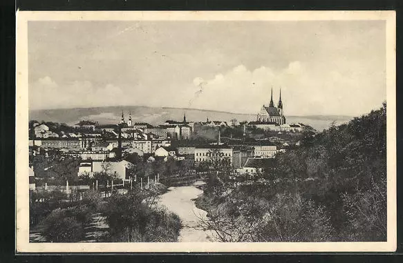 Ansichtskarte Brünn / Brno, Gesamtansicht mit Kirche 1944