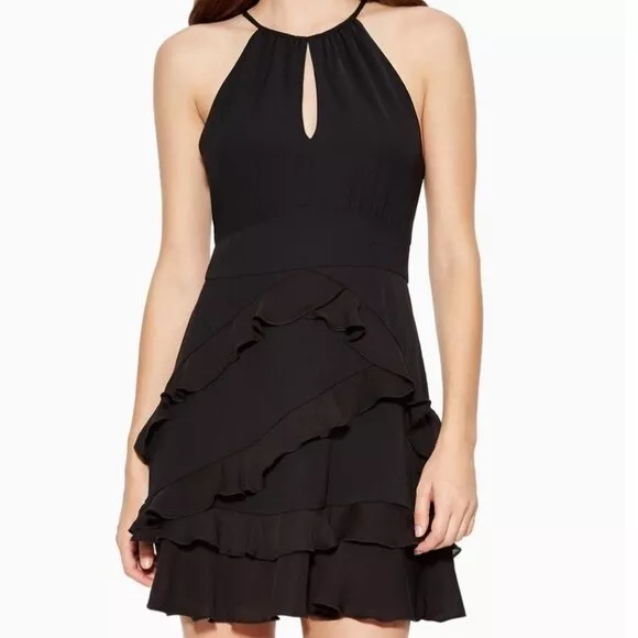 NWT PARKER Phoenix Combo Ruffled Dress - Black (Size 2) MSRP $298.00