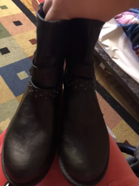 WOMEN’S BLACK LEATHER Faded Glory Moto Boots,size 8 $18.00 - PicClick
