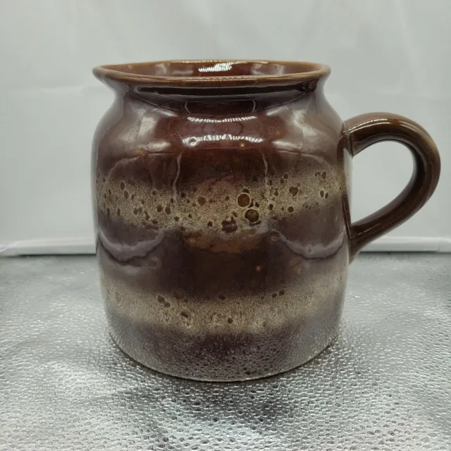 VTG Extra LARGE Ceramic Water Pitcher MCM BROWN SPECKLED RIGOLETTO Pottery