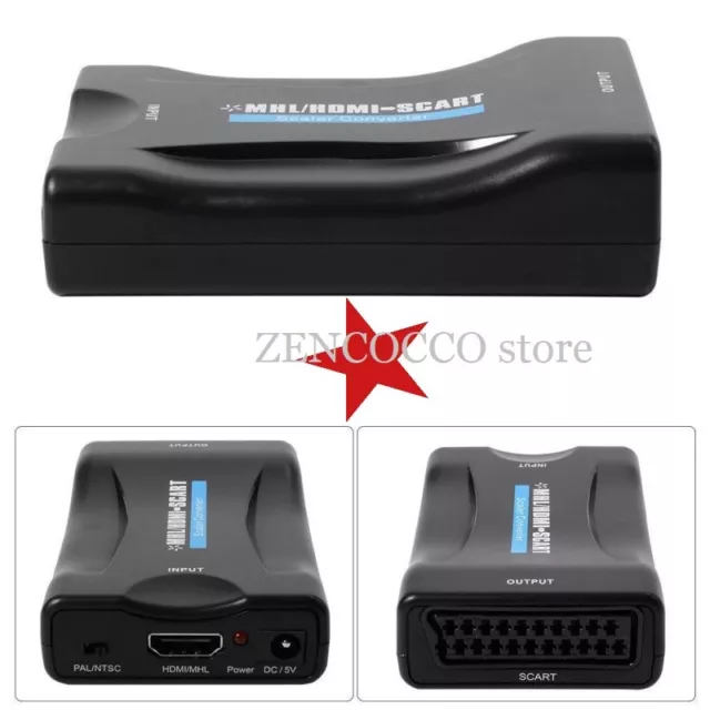 Convertitore Adattatore Da Hdmi A Scart 1080P Per Hdtv Wii Xbox Ps3 Sky Box Tv