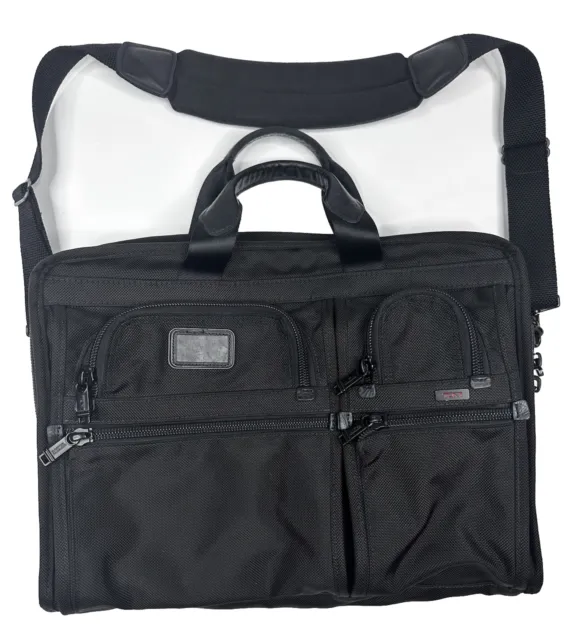 TUMI Alpha 2 Black Ballistic Nylon Expandable Laptop Bag Commuter Case 26114DH