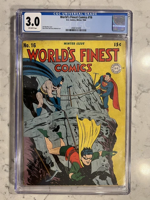 World's Finest Comics #16 Nice Golden Age Batman Superman DC 1944 CGC 3.0