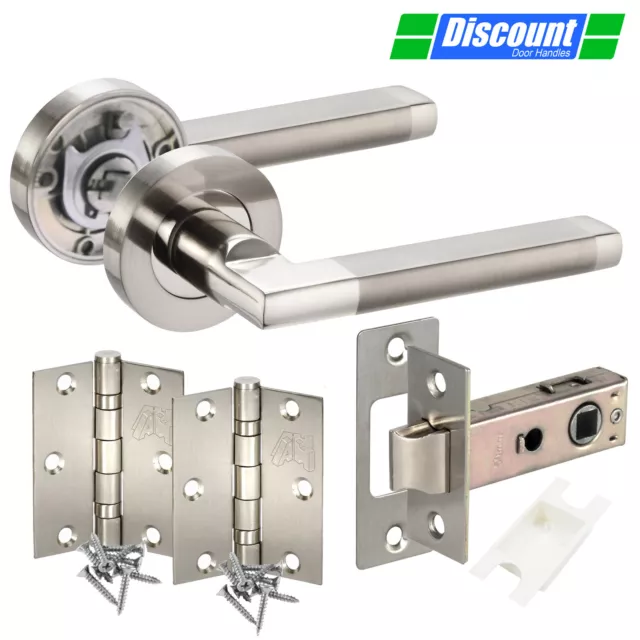 Door Handle Pack with Straight Lever on Rose Chrome Handles for Internal Doors