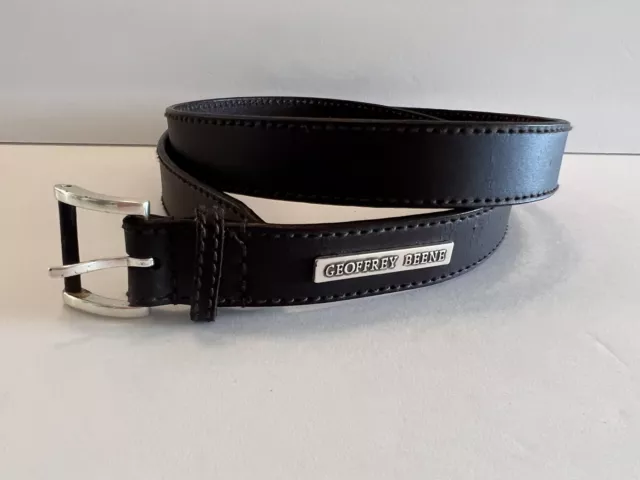 Vintage GEOFFREY BEENE Dress Brown Genuine Leather Belt Sz M