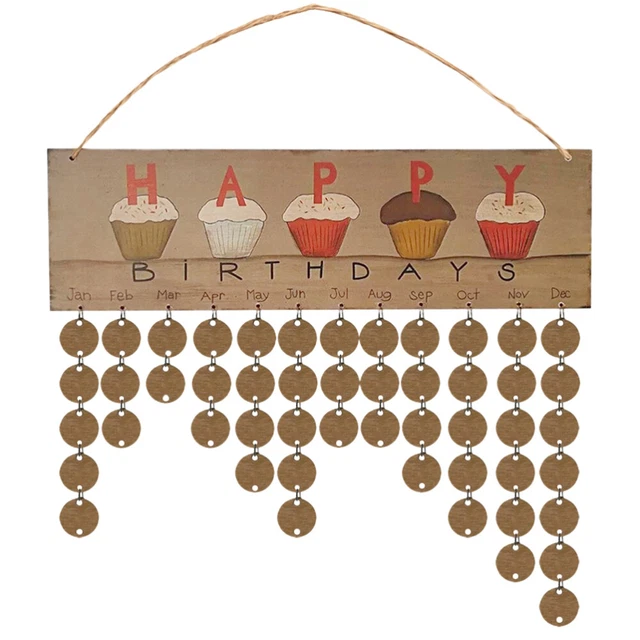 Calendrier Anniversaire En Bois Avec 100 Disques - Plaque Rappel Personnalisable
