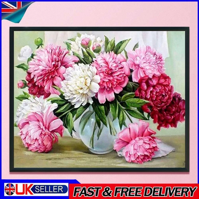 Peony Full Cross Stitch 11CT Cotton Thread DIY Printed Embroidery Art Kits Gifts