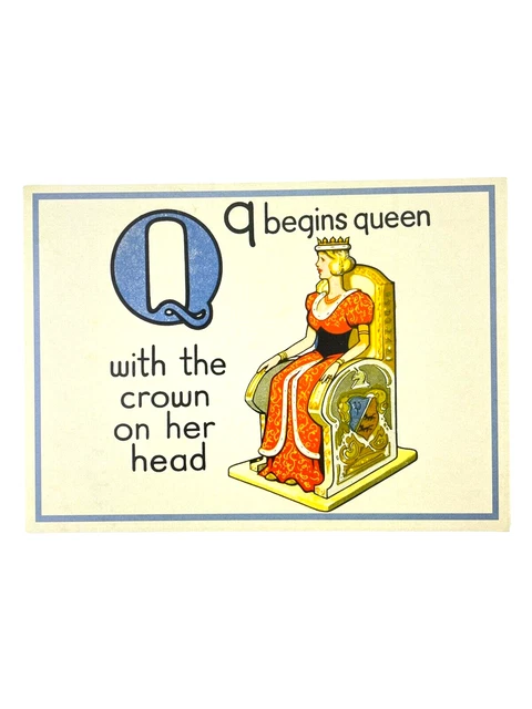 Cavallini Letter Q Framable Nursery Art 1930s Repro Alphabet Flash Card Journal