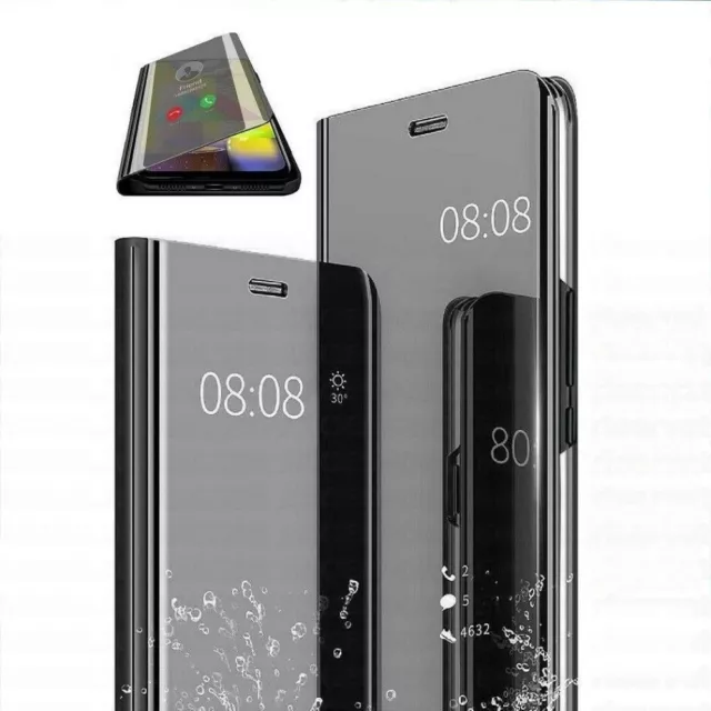 COVER FLIP Per SAMSUNG GALAXY A05S 4G CUSTODIA LIBRO NERA A SPECCHIO CLEAR VIEW