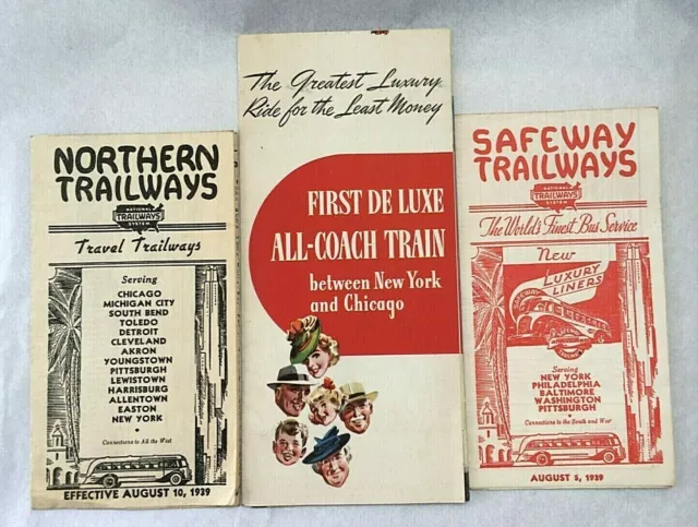 1939 New York Worlds Fair Trailways Bus & Pennsylvania Railroad Pamphlets