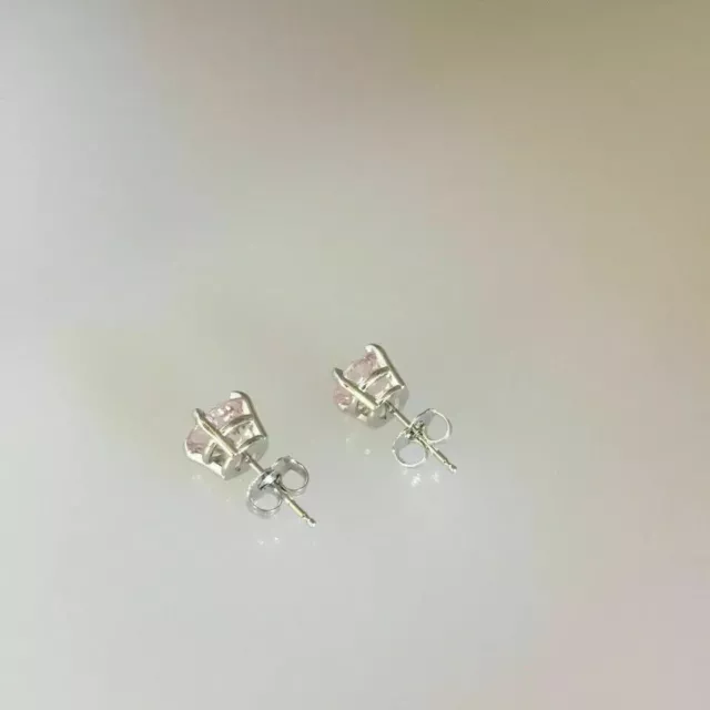 1.50CT LAB CREATED Round-Cut Pink Diamond Stud Earrings 14K White Gold ...