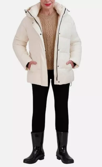 Two by Vince Camuto Puffer Jacket Women's XL Winter Coat Hooded Cream White