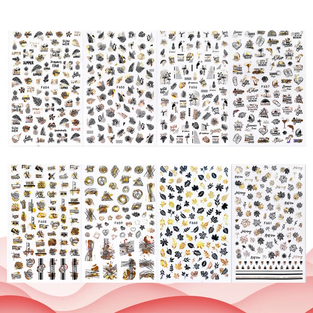 8 PCS Nagelabziehbilder Aus Metall Nagelkunst-Tipps-Aufkleber