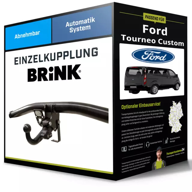 Abnehmbare Anhängerkupplung für FORD Tourneo Custom 16- Kasten/Bus Brink NEU