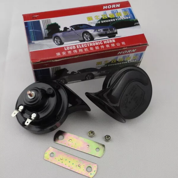 US 2Pack Black Car Loud Dual-tone Snail Universal Electric Horn 12V 110 dB