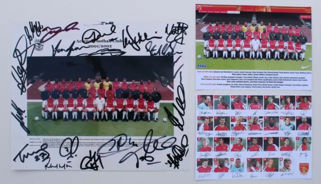 2001-02 Arsenal Double Winners Official Photo Squad Signed inc. Henry & Bergkamp