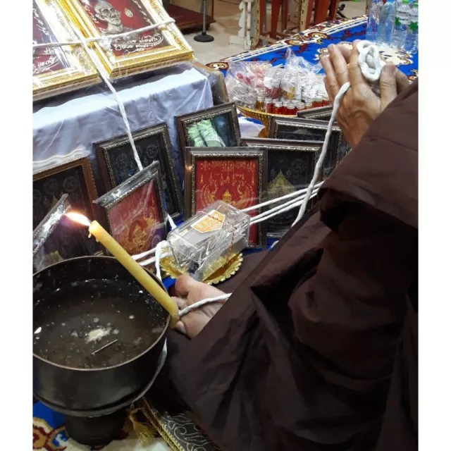 Pha Yant Rahu Om Chan w Gold Photo Frame Thai Cloth Amulet Talisman Magic Lucky 3