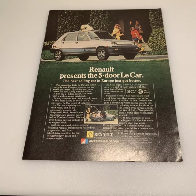 1981 Renault Le Car LeCar Print Ad 5 Door Original Vintage American Motors AMC