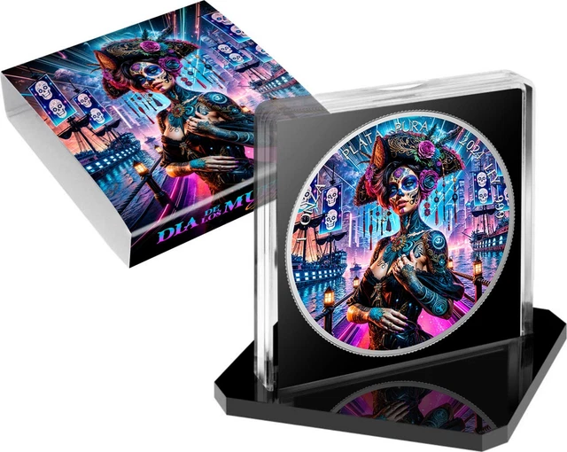 2024 Mexico Libertad Dia De Los Muertos CYBERPUNK 1 oz Colorized Silver Coin - Mexican Silver