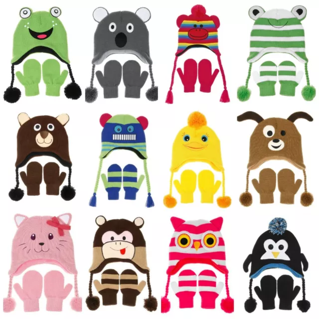 Set di cappelli e guanti caldi per bambini ""Nuzzles"" - disegni assortiti con animali