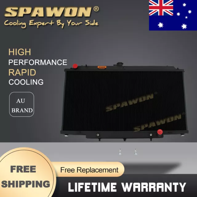 3Row SPAWON Black Radiator For Nissan Patrol Y61 GU V6 TB45E 1997-2001 AT