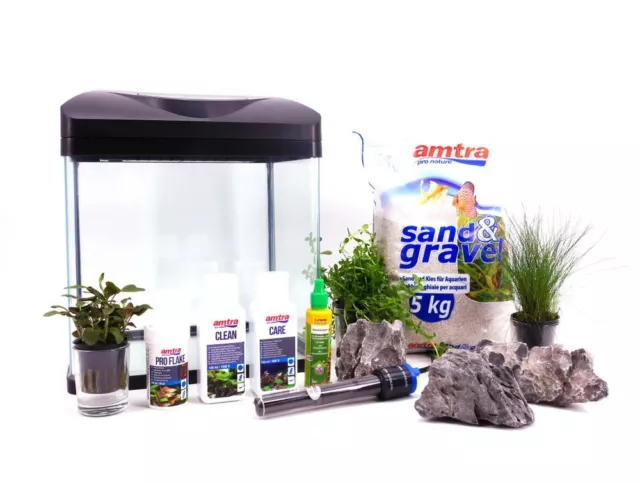 Nano Aquarium Laguna en Noir " Y Compris Décoration " Aquarium Complet Plantes