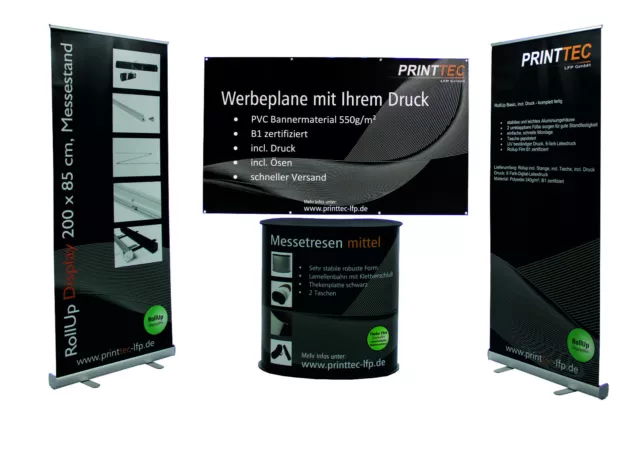 Messetheke, Promotion Stand, 2 RollUp, Werbeplane, Theke, alles incl Ihrem Druck