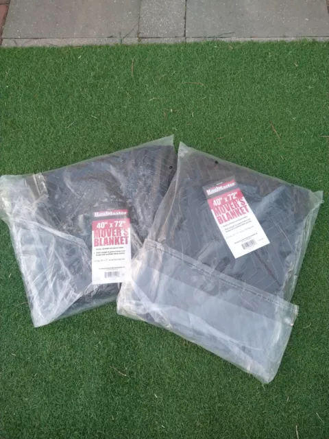 2 Moving Blankets Mover Blankets 40"X72" Double Sititched Poly Non-Woven Fabric