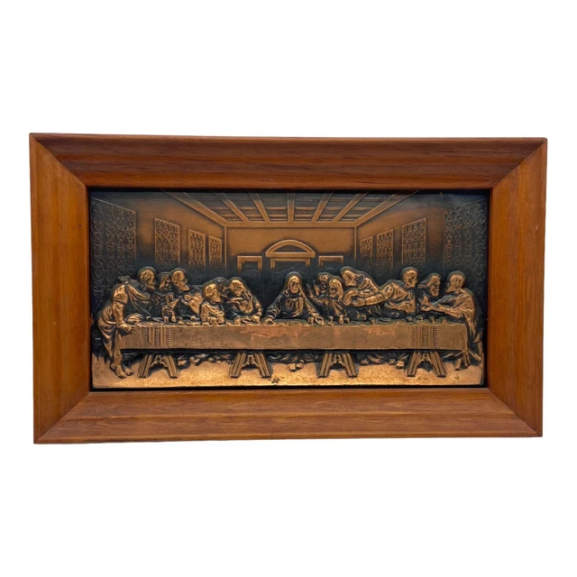 VINTAGE THE LAST Supper 3D Relief Wall Hanging, Hand Painted 13” X 6.75