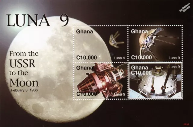 LUNA 9 Russian Spacecraft 1966 Soft Moon Landing 4v Space Stamp Sheet 2006 Ghana