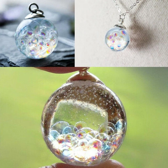 Colorful Bubbles Glass Round Ball Resin Pendant Chain x1 P5M4 O2V8 Necklace G7I1