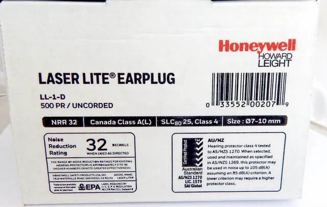 Howard Leight LL-1-D Laser Lite 500 Pairs Uncorded Single-Use Foam Ear Plugs