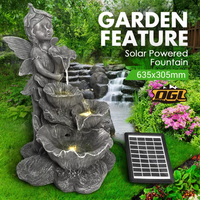 Fairy Solar Water Fountain Features Garden Outdoor Indoor Bird Bath LED Light