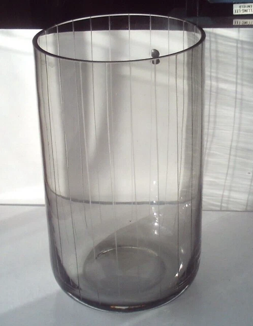 Mikasa Cheers Colours Glass Vase - Smoke 7.5" Vertical Etch Contemporary Boxed