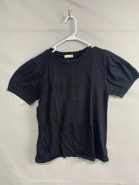 Michelle by Comune Womens Shirt Solid Black Short Sleeve Casual Size Small