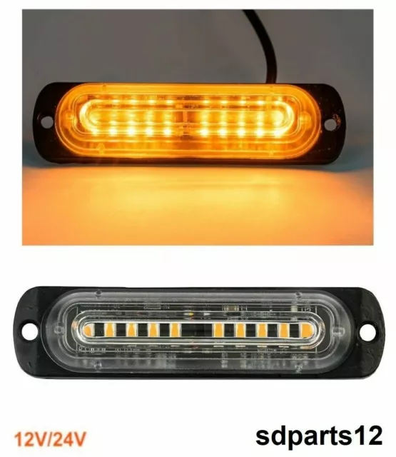 Luce 10 Led Lampeggiante 12/24V 18 Funzioni Arancio Per Veicoli Industriali
