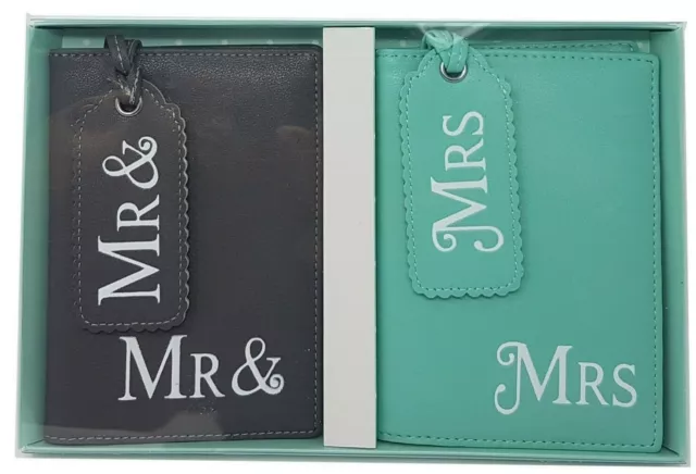 Mr & Mrs passport covers Luggage Tags Wedding gift and honeymoon Bridal present