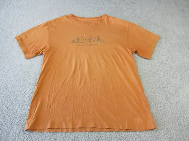 Life Is Good Shirt Mens Adult Large Orange Social Network Camping  Preppy Casual