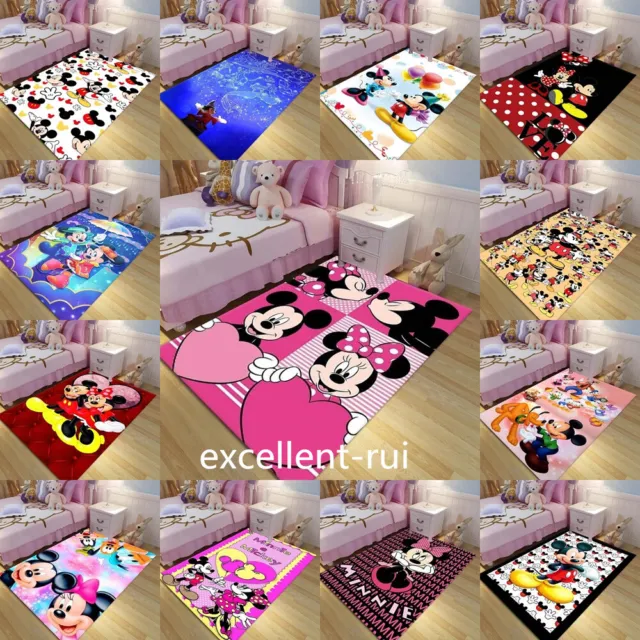 3D Disney Mickey Minnie Cartoon Floor Carpet Door Rug Bedroom Living Room Mat UK