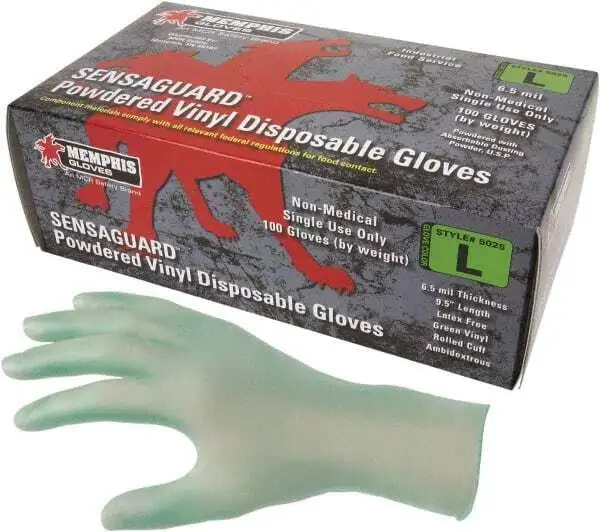 100 Pack MCR Safety 5025XL Disposable X-Large Gloves, 6.5 mil, Powdered Vinyl