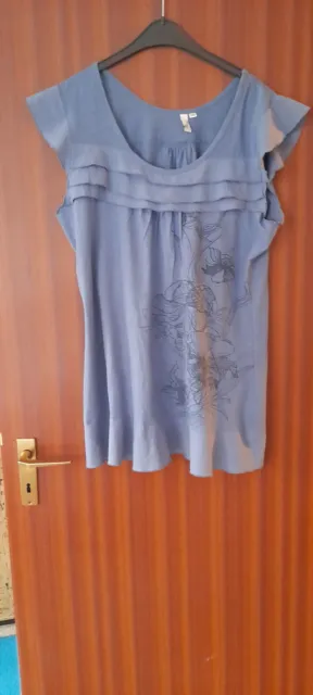 Damen Sommer Shirt Top hellblau, dezent gemuster. Gr. XXL