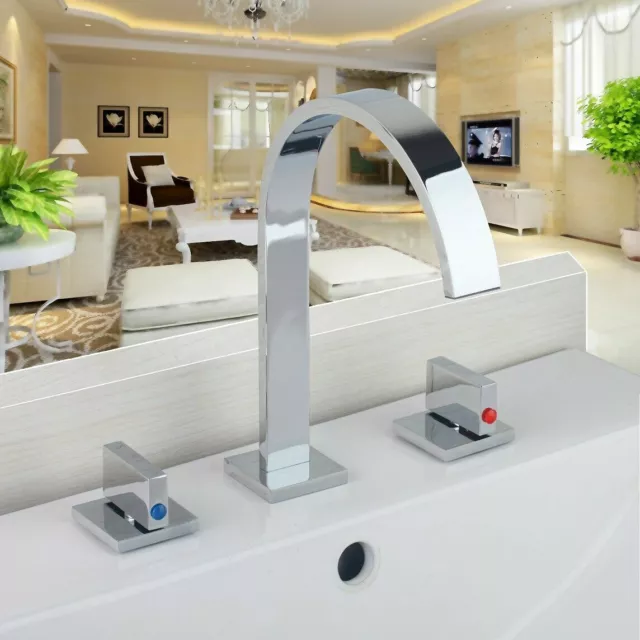 High Arc Bathtoom Basin Sink Mixer Faucet 2 Handles Deck Mount Tub Taps Chrome