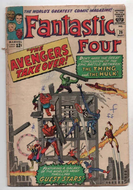 Fantastic Four 26 Marvel 1964 GD VG Hulk Avengers Jack Kirby Stan Lee