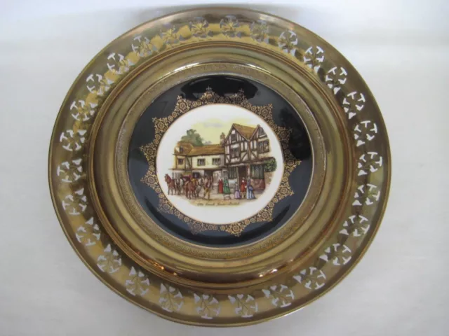 Old Coach House Bristol Regency Bone China, Made  England Plate W/ Brass Frame