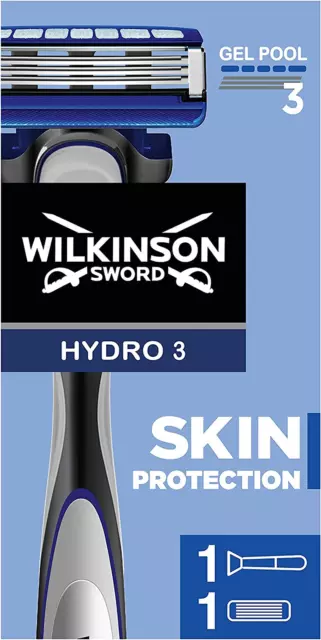 Rasoio  Hydro 3 Skin Protection, Confezione Con Manico + 1 Testina Trilama Monta