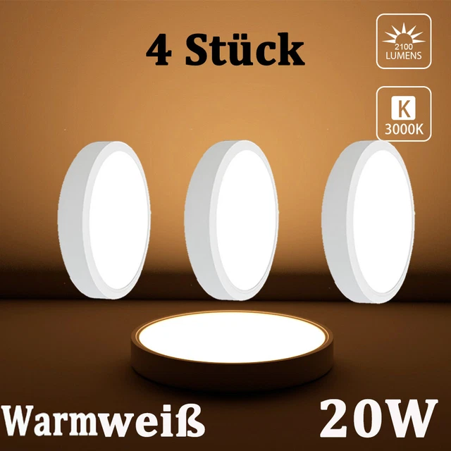 4x 20W LED Deckenleuchte Panel Deckenlampe Wohnzimmer Schlafzimmer Rund Lampe