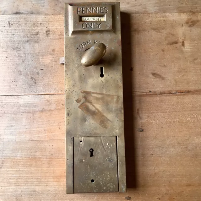 Vintage Public Toilet Door Lock Spend A Penny Brass Antique Old Vacant Engaged