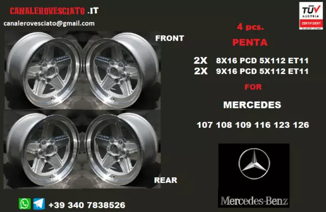 Amg Penta KIT 8J 9J 16 Zoll 5x112 Mercedes 107 108 109 116 123 126 Felgen wheels