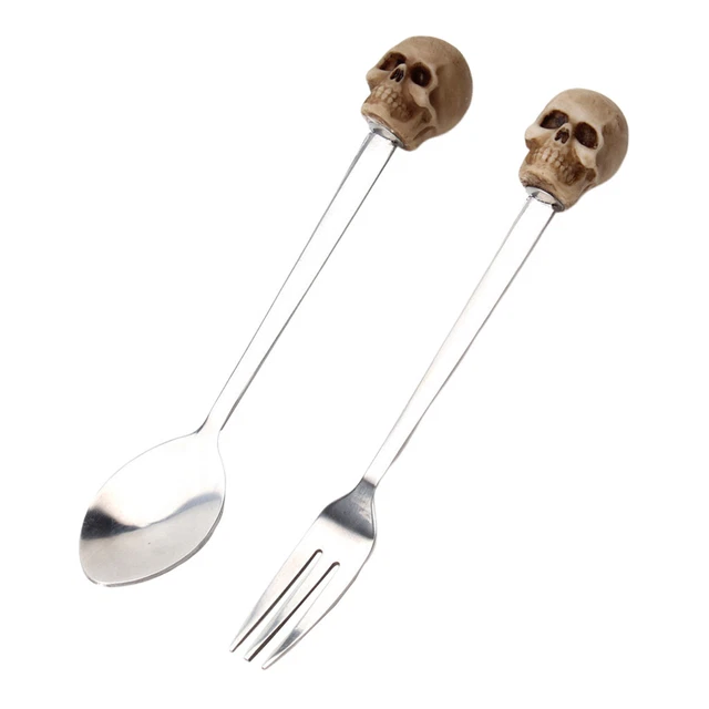 1 Stück Schädel Skelett Gabel Löffel Set Stahl schönes Geschenk für